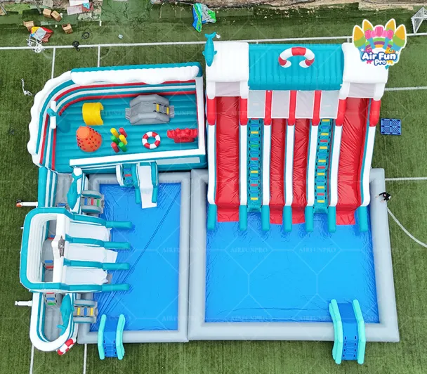 AirFunPro Dolphin-Themed Inflatable Water Park: Dual-Zone Slide and Play Castle