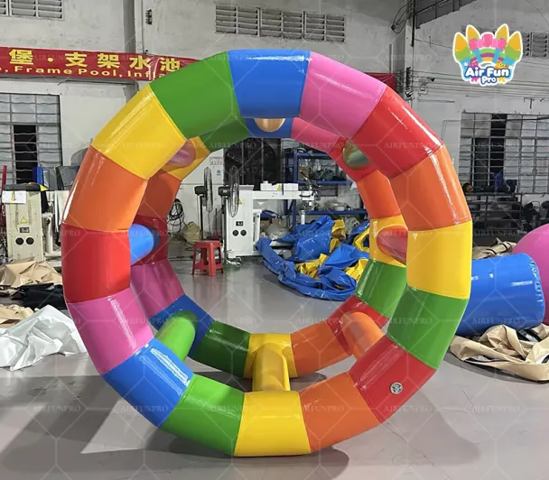Rainbow Inflatable Water Roller | Commercial Inflatable Water Walking Wheel For Water Park