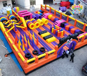 Inflatable Theme Park Amusment Bouncer Inflatable Obstacle Course: "Blazing Extreme Challenge" Arena