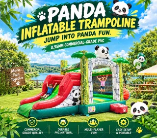 Commercial Panda Inflatable Trampoline with Slide & Bounce House - 0.55mm Heavy-Duty PVC Rental-Grade Multi-Player Combo Bouncer for Amusement Parks, Parties & OEM/ODM Customization