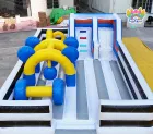 Commercial Large Inflatable Obstacle Course With Double Lane Slide, Kids Adult Interactive Inflatable Race Obstacle Run,