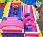 Cute Cat Ear Inflatable Obstacle Course with Dual Slides