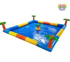 2026 Hot Selling Palm Tree Themed Inflatable Water Pool Large Square Inflatable Swimming Pool For Commercial Water Game Rental