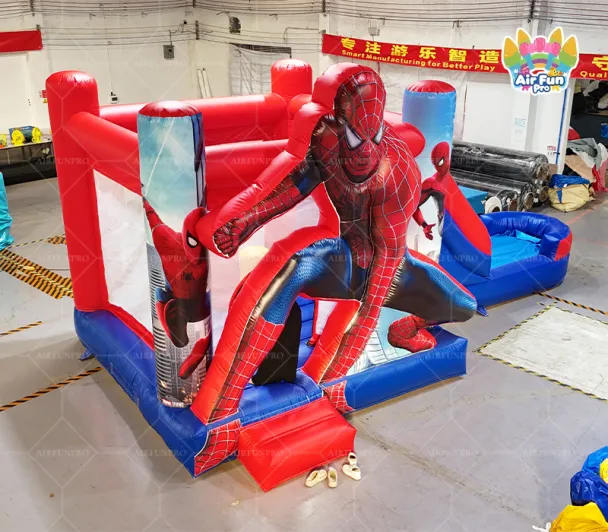 Spider-Man Themed Inflatable Bounce House Combo | Commercial Bouncer With Slide For Kids Party Rental