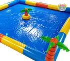 Commercial PVC Inflatable Water Pool With Coconut Tree Large Square Inflatable Swimming Pool For Kids Water Game Fishing Pond Ball Pit Custom Size