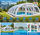 Commercial Clear Inflatable Pool Dome Shelter, Custom Blow Up Inground Pool Enclosure, Weatherproof Transparent Inflatable Pool Cover for Holiday Resort Private Villa