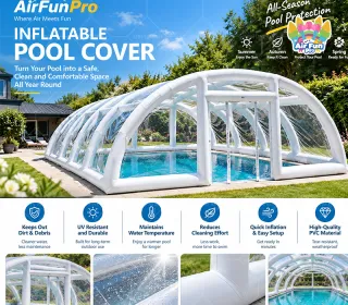 Winter Heat Preservation Inflatable Pool Dome Cover, Clear Transparent PVC Swimming Pool Enclosure