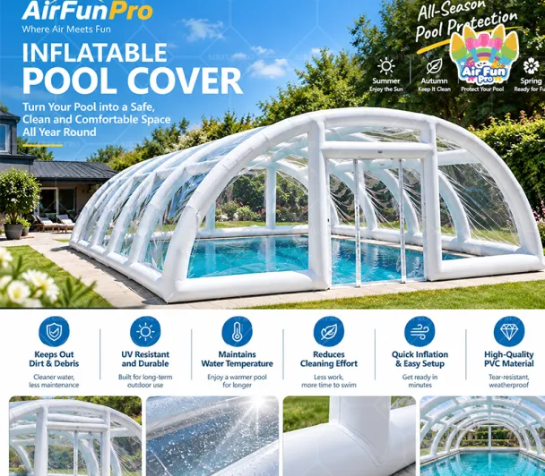 Winter Heat Preservation Inflatable Pool Dome Cover, Clear Transparent PVC Swimming Pool Enclosure