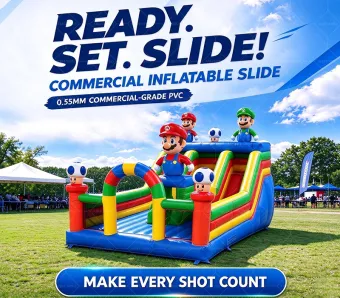 Commercial Grade Inflatable Mario Bouncer Bouncy Castle with Slide Inflatable Jumping Castle for Amusement Park