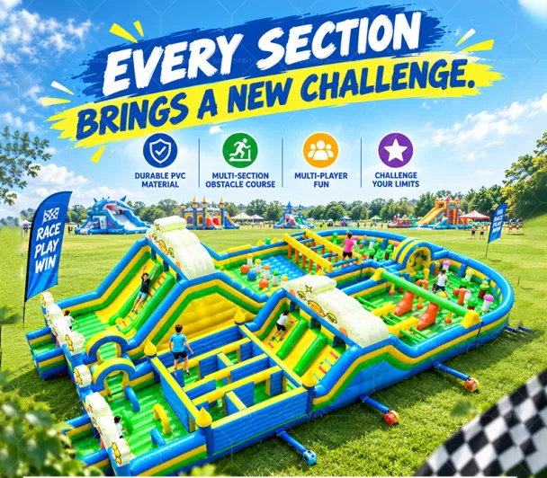 Inflatable Giant Obstacle Course for Kids Adult Challenge Slide Climbing Wall Race Amusement