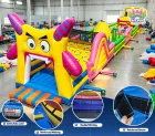 Commercial PVC Outdoor Cartoon Inflatable Obstacle Course Challenge Bounce House Obstacle Slide Kids Party Event Rental