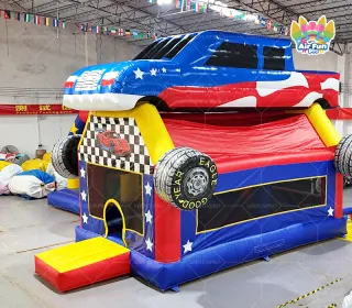 American Pickup Truck Themed Inflatable Bounce House | Racing Car Bouncy Castle for Party Rental