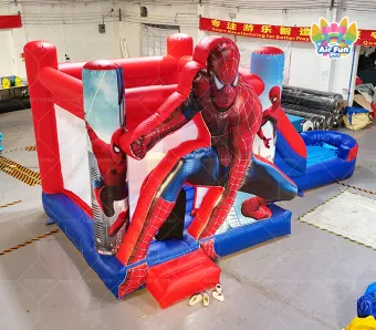 Spider-Man Themed Inflatable Bounce House | Superhero Bouncy Castle for Kids Party Rental