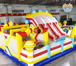 Commercial Outdoor Inflatable Amusement Park with Slide Kid Bounce House Slides Jumping Obstacle Combo for Party Event Rental