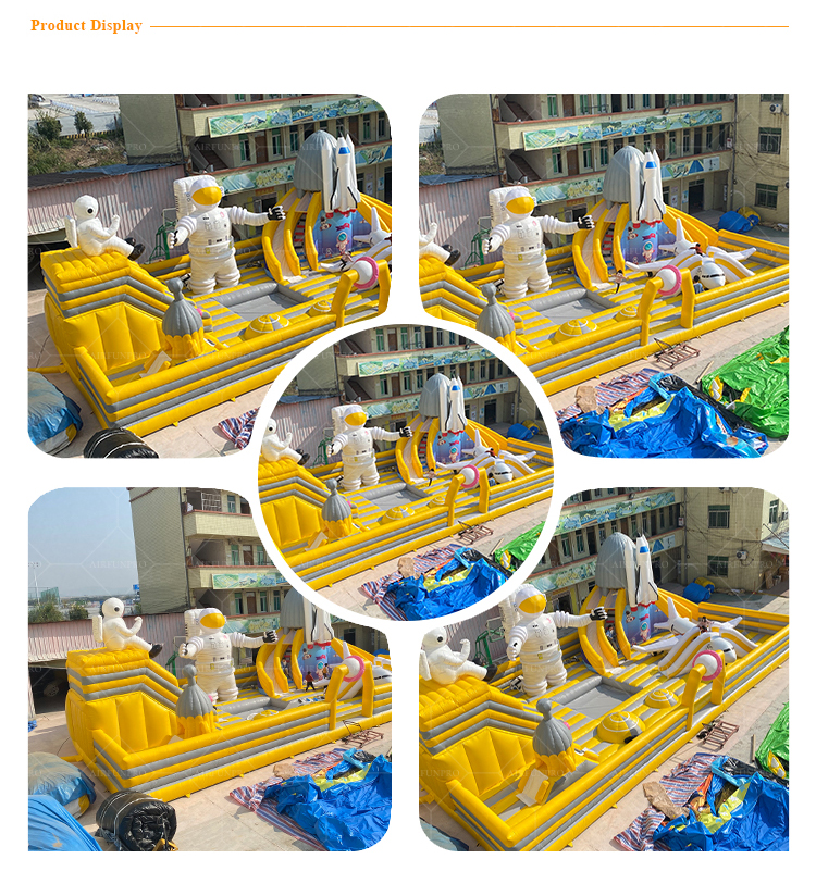 Space Theme Inflatable Amusement Park with Multiple Slides