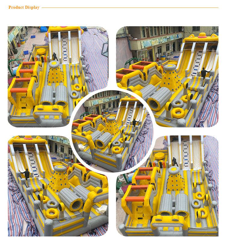 Inflatable Yellow Theme 15×5×5m Obstacle Theme Park Challenge
