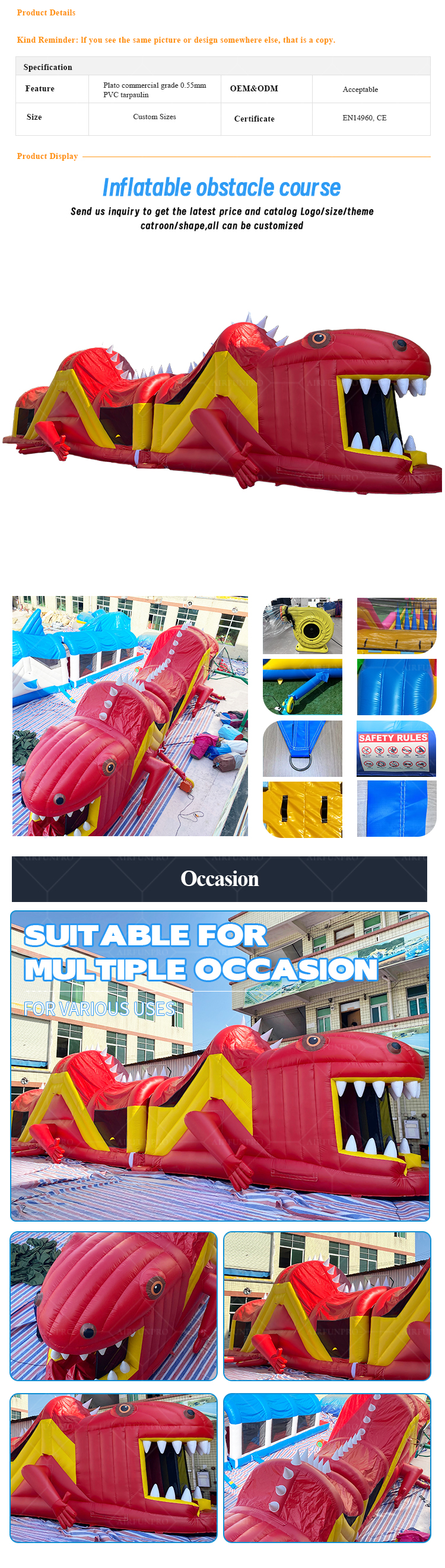 Giant Inflatable Obstacle Course: 60x60m Creature-Themed Adventure Zone