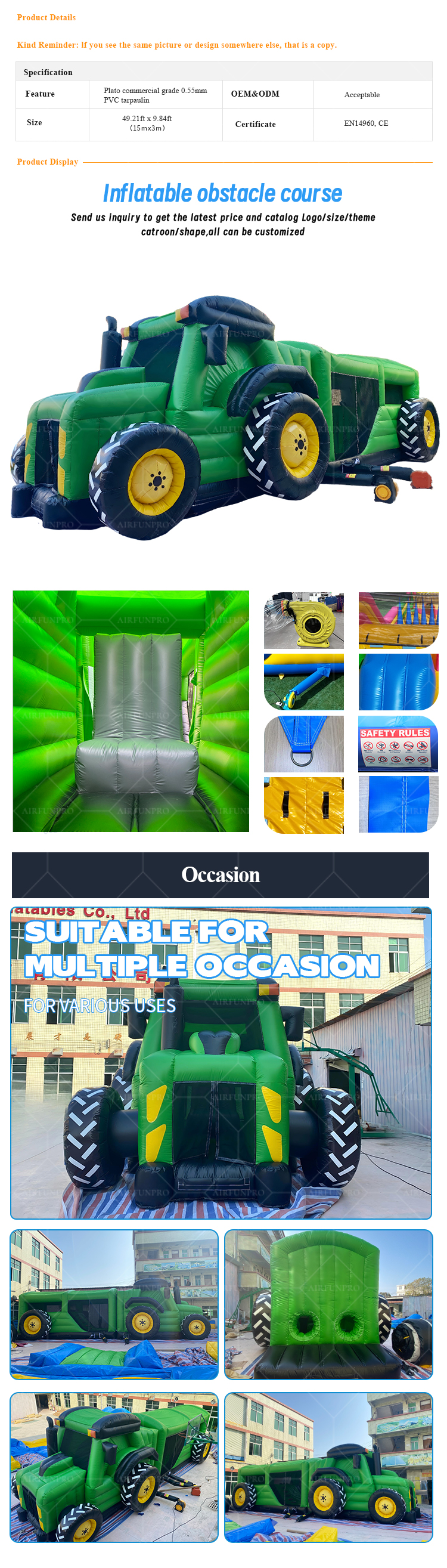 Giant Green Inflatable Themed Play Structure: Adventure on Wheels for Kids