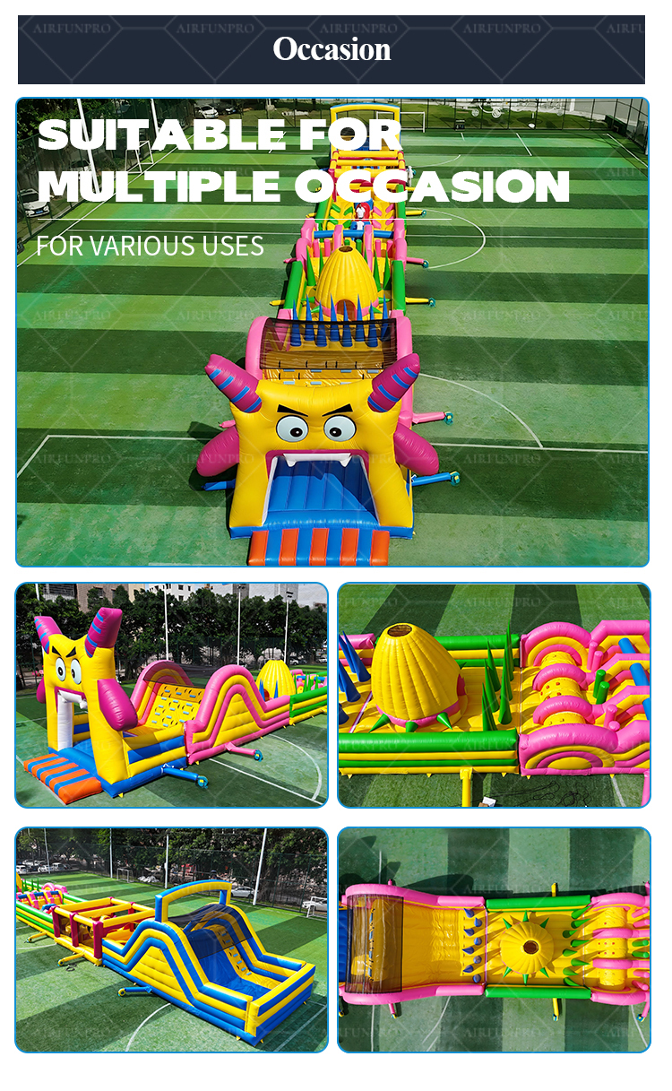 Monster-Themed Inflatable Obstacle Course – Commercial-Grade Fun for Events