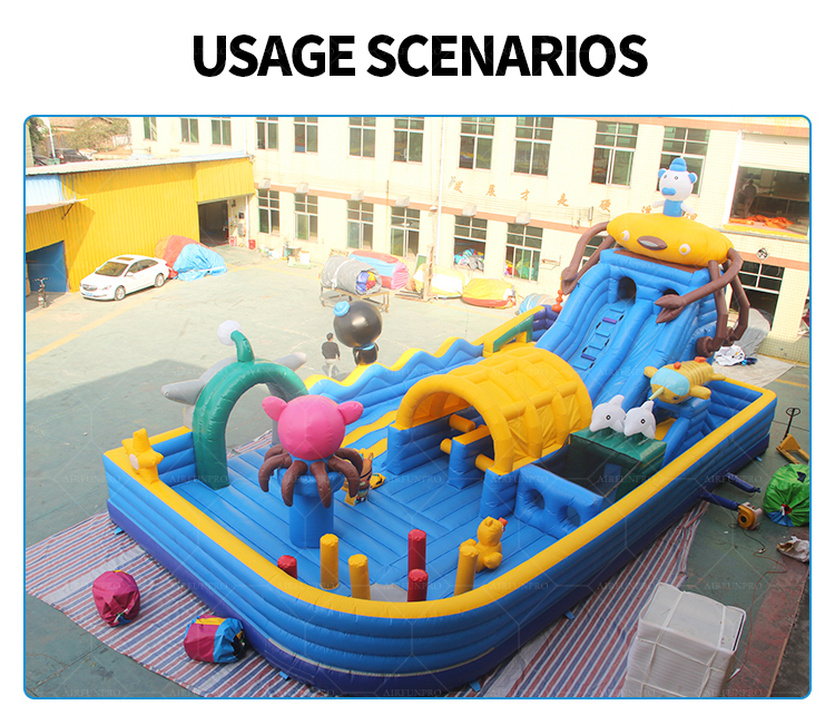 Ocean-Themed Inflatable Amusement Park – Bright, Safe