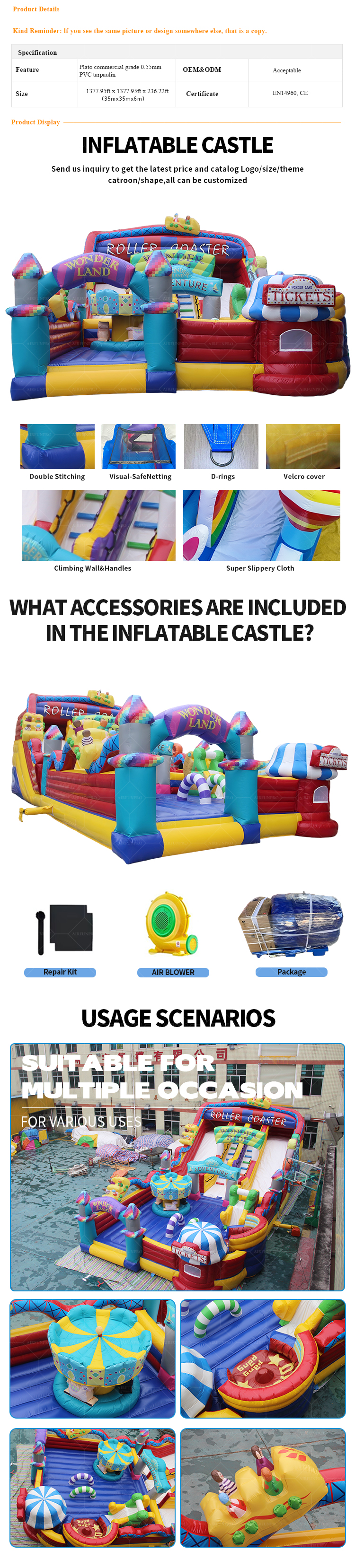 Colorful Carnival-Themed Inflatable Amusement Park for Commercial Use