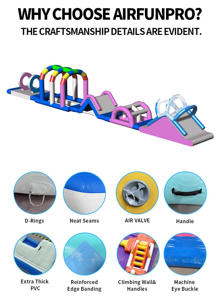 18 x 2 Meter Inflatable Water Obstacle Course – Customizable for High-Demand Water Attractions