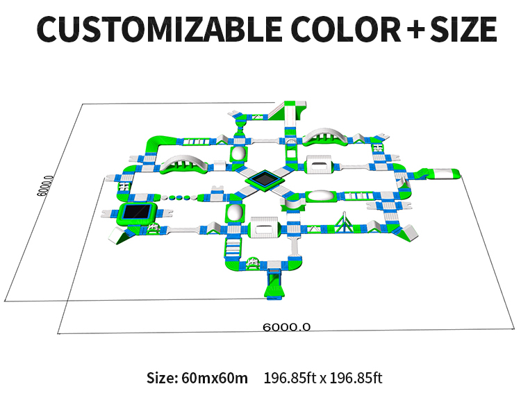 60 x 60 Meter Inflatable Water Park Designed for Flagship Projects