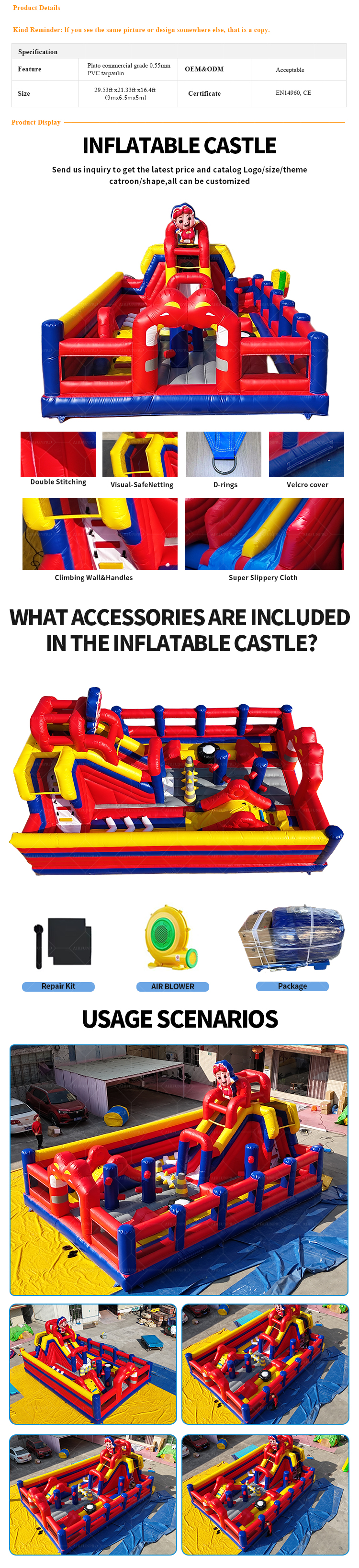 GG Bond Themed Inflatable Castle: Durable Commercial Playground for Theme Parks