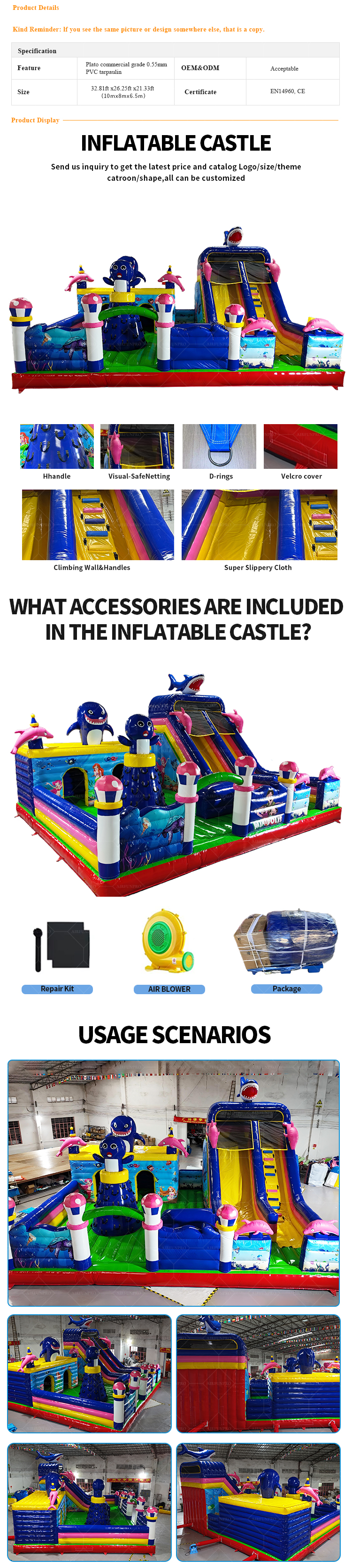 Dolphin-Themed Inflatable Castle: Professional Ocean Adventure for Theme Parks