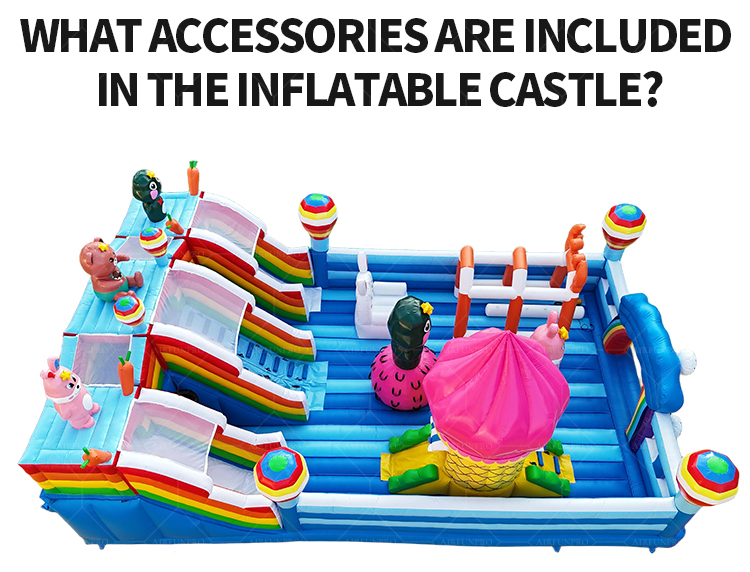Rainbow Bunny-Themed Inflatable Castle A Cute Outdoor Gathering Place Filled with Fun