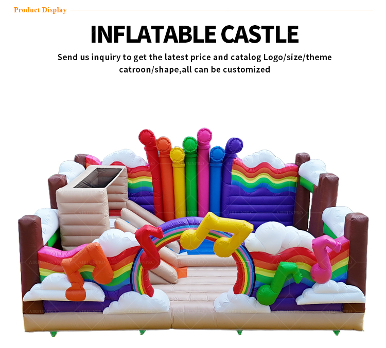 Rainbow Cloud Inflatable Castle A Color-Bursting Childlike Interactive Fun Playground
