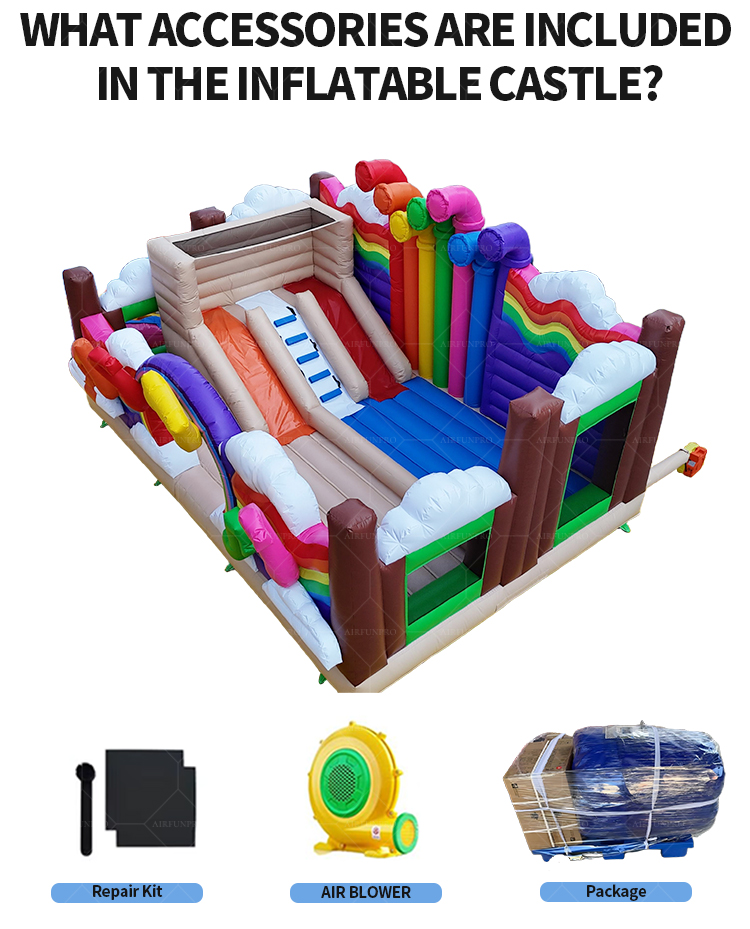 Rainbow Cloud Inflatable Castle A Color-Bursting Childlike Interactive Fun Playground