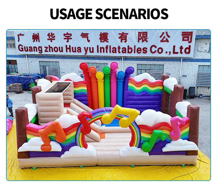 Rainbow Cloud Inflatable Castle A Color-Bursting Childlike Interactive Fun Playground
