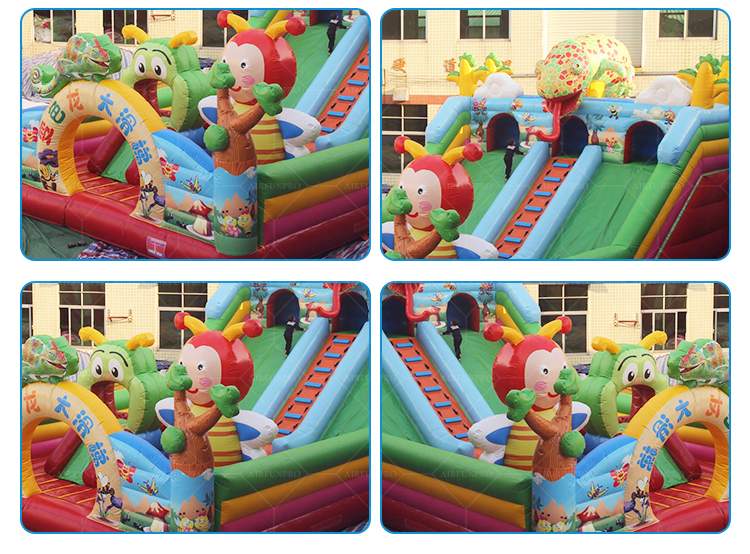 Cute Cartoon-Themed Inflatable Castle Multi-Area Interactive Outdoor Amusement Facility
