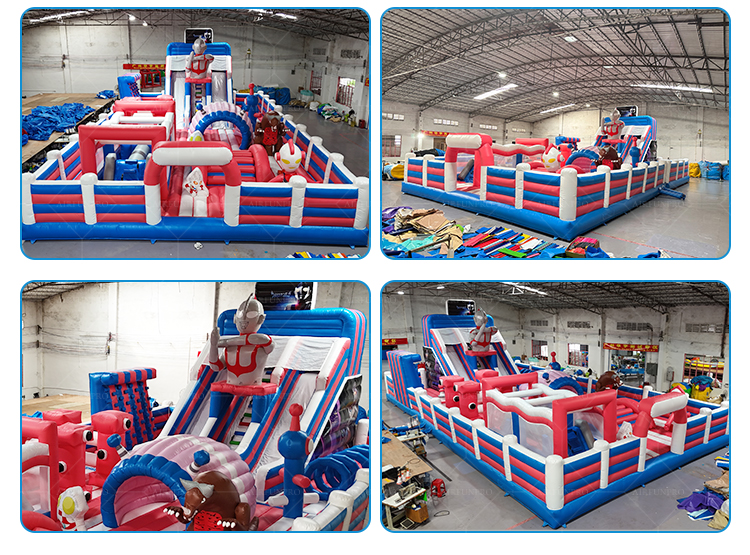 Red-Blue Themed Canopied Inflatable Castle An All-Weather Play Space Combining Safety and Fun