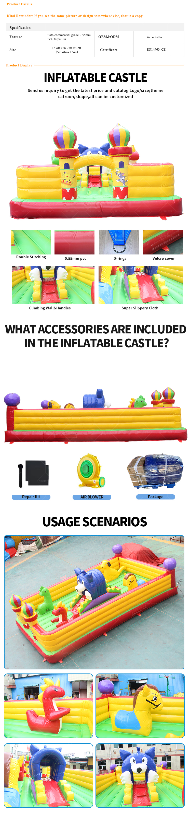 Cartoon Pet-Themed Inflatable Castle A Brightly Colored Parent-Child Interactive Play Space