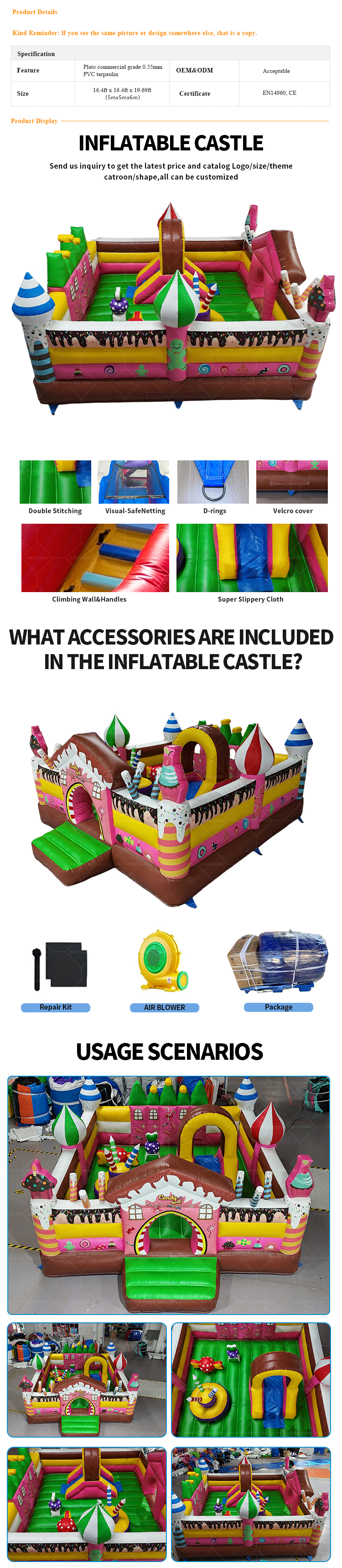 Colorful Dessert-Themed Inflatable Castle An Immersive Childlike Interactive Amusement Facility