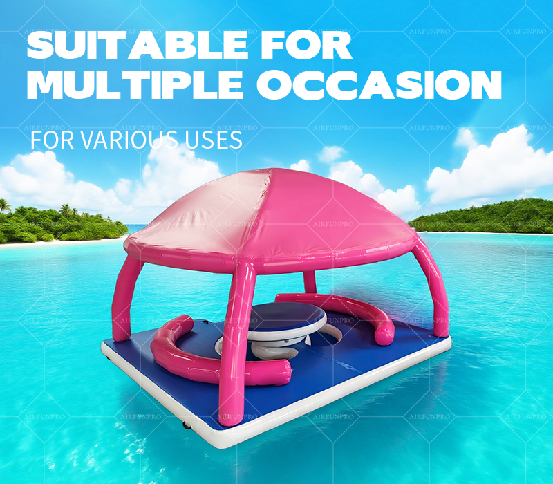 Inflatable floating sunshade and leisure platform: A multi-functional floating platform that combines functions for drinks, relaxation, and socializing.