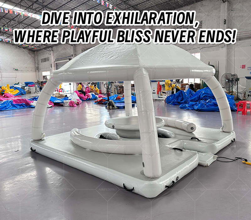 Sun-Shaded Marine Inflatable Float Platform: A Cozy Exclusive Spot for Seaside Relaxation