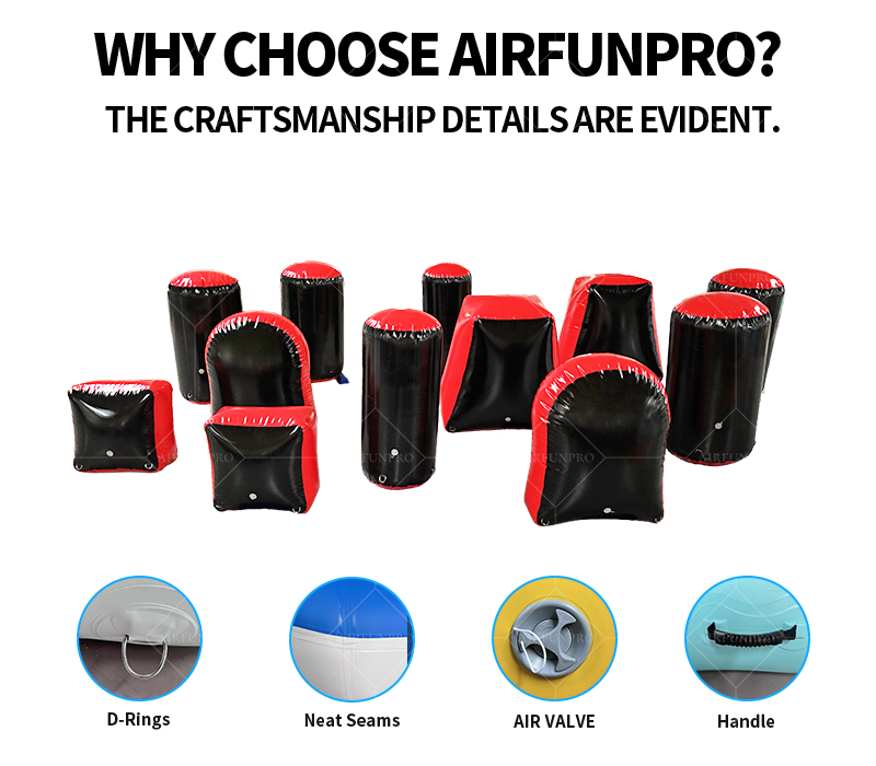12 Pcs AirFunPro Giant PVC Outdoor Air Sealed Inflatable Paintball Bunker for Sport Team Training