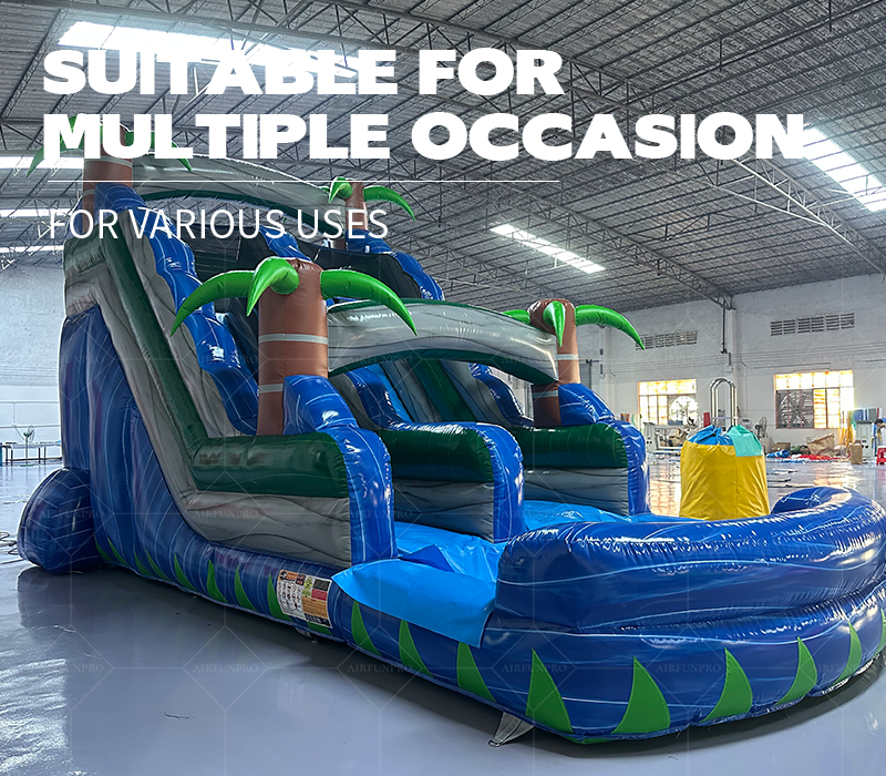 Azure Tropical Inflatable Water Slide: A Summer Sliding Joy Station with Cool Dual Lanes