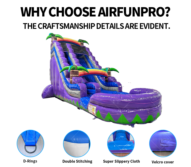 Violet Tropical Inflatable Water Slide: A Dual-Lane Sliding Fun Hub for Summer Coolness