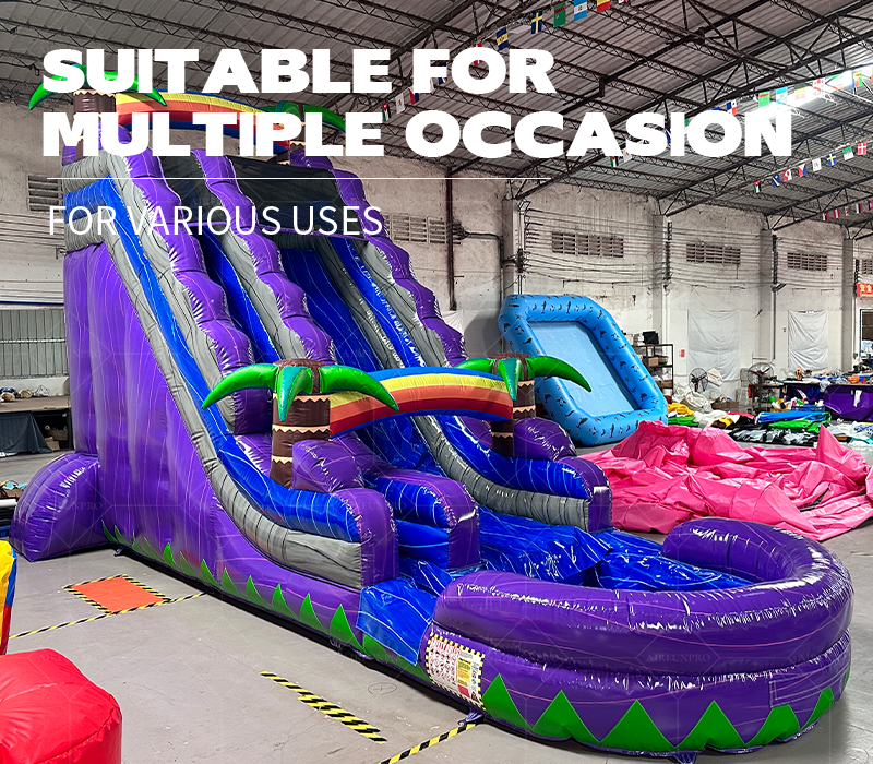 Violet Tropical Inflatable Water Slide: A Dual-Lane Sliding Fun Hub for Summer Coolness