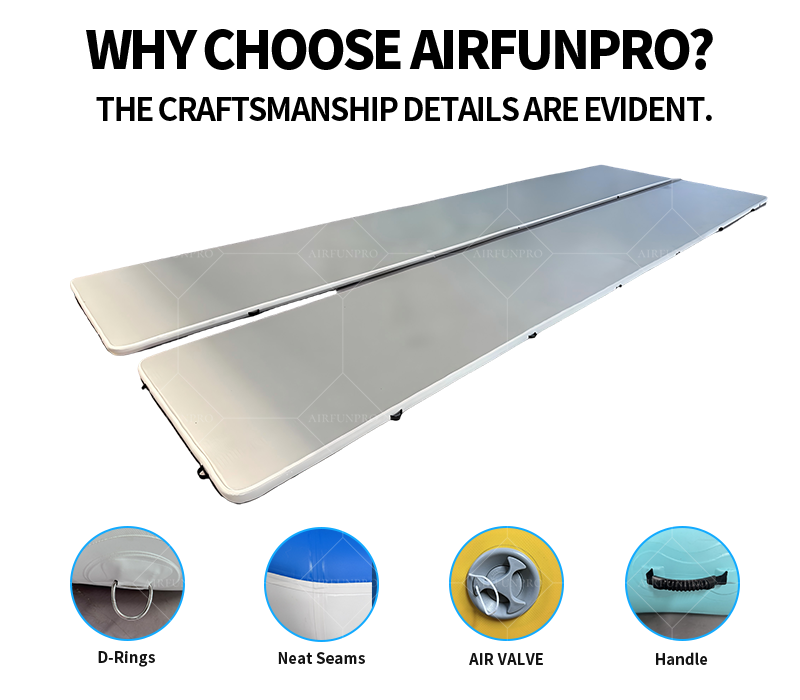 12x2x0.1m Gray-White Inflatable Airtrack – Versatile Cushion for Gymnastics