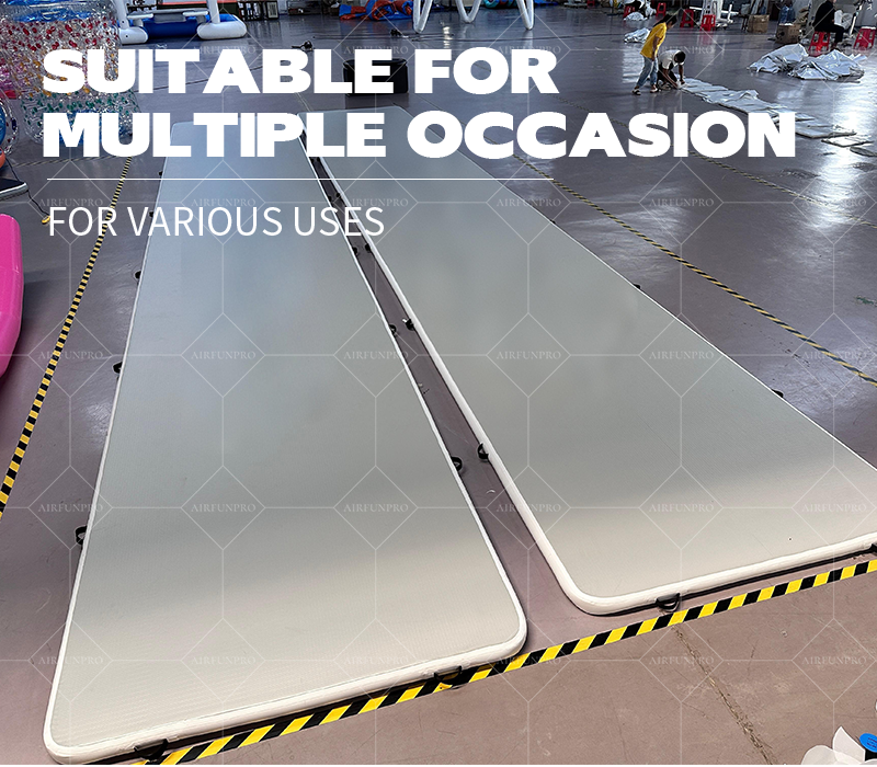 12x2x0.1m Gray-White Inflatable Airtrack – Versatile Cushion for Gymnastics
