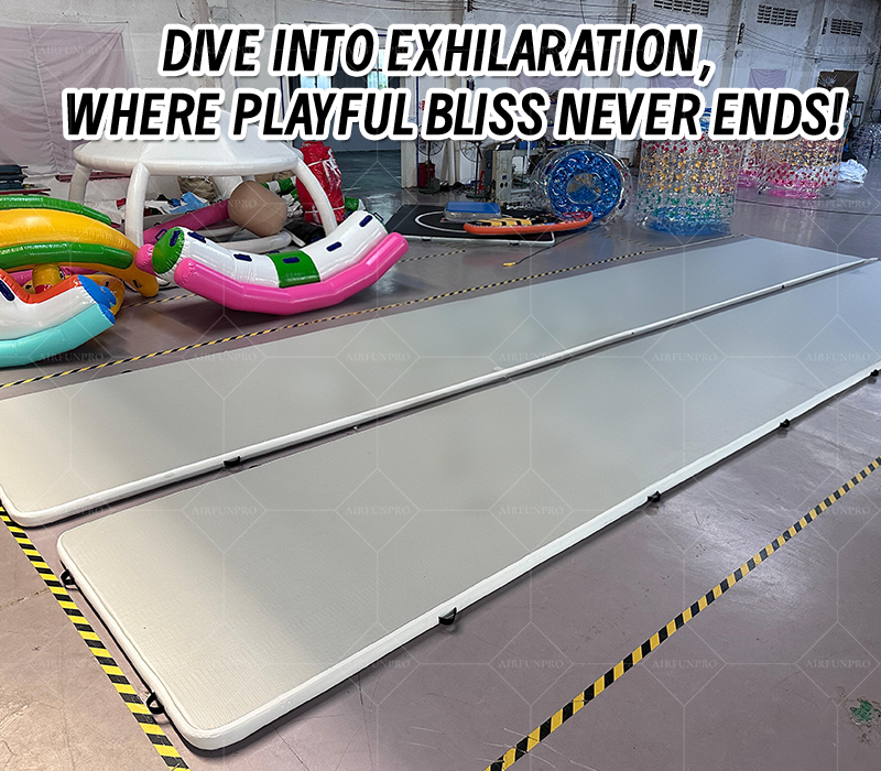 12x2x0.1m Gray-White Inflatable Airtrack – Versatile Cushion for Gymnastics
