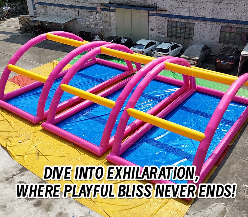 Pink-Yellow Contrast Inflatable Pool Passage: A Fun Play Space for Summer Water Activities