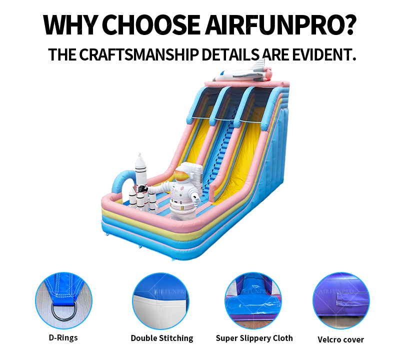 Outdoor Slide Astronaut Inflatable Double lane Dry Slide for Sale