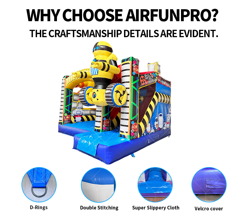 Kids Inflatable Robot Jumper Bouncer Bouncy Castle Jumping Commercial Bounce House Party Rentals AirFunPro Lightweight PVC