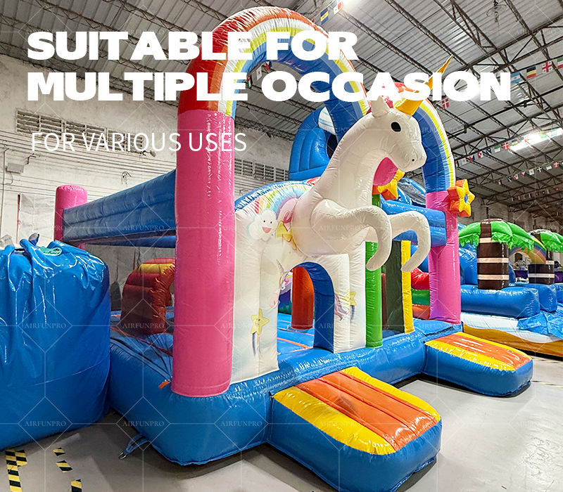 Commercial AirFunPro PVC Tarpaulin Lightweight Unicorn Inflatable Bounce House with Water Slides for Sale